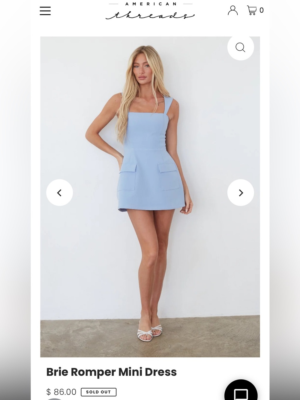 Square Neck Mini Romper in Light Blue